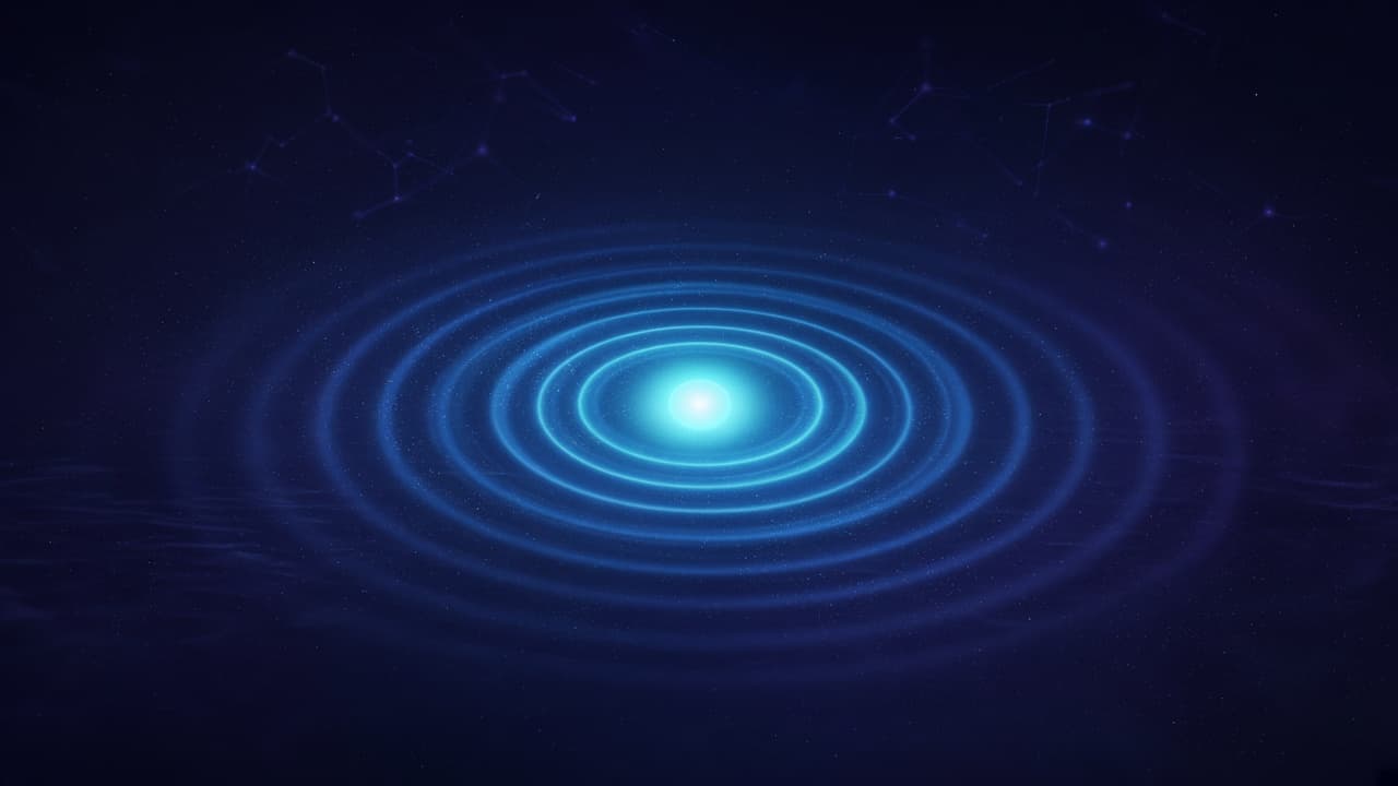 Concentric sound-wave rings in a dark indigo field